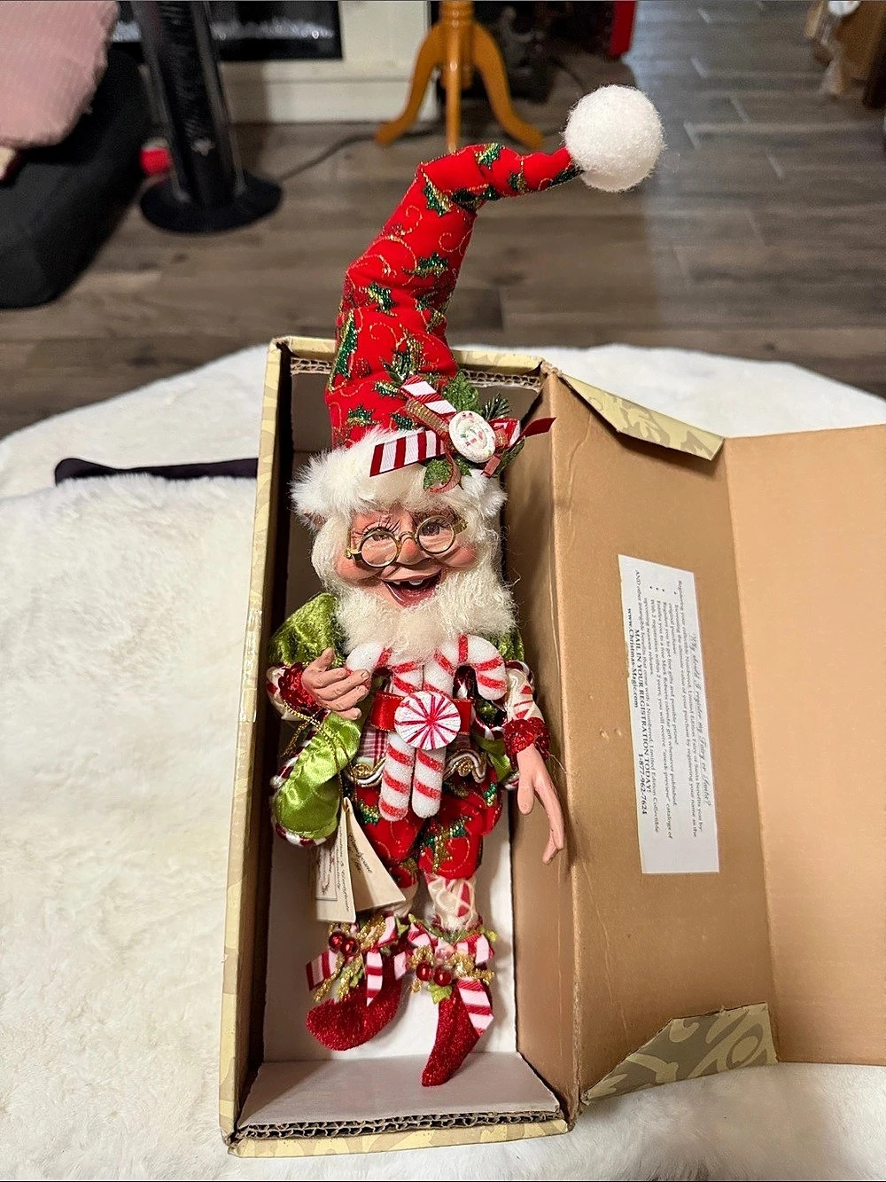 Mark Roberts Candy Cane Elf Figurine Christmas Ornament